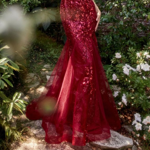 NEW LONG OFF THE SHOULDER SLEEVELESS MERMAID DRESS WITH ZIPPER BACK AL A1118 - Picture 10 of 10